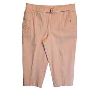 AnyBody Twill Pants Womens Size LP Blush Pink Tapered Cropped Stretch Minimalist